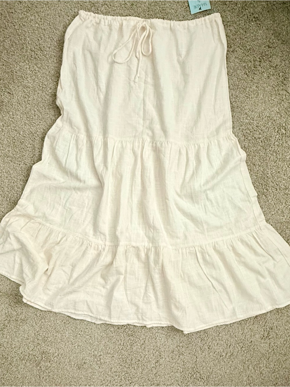Light Cream Tiered Cotton Skirt Swim Cover
